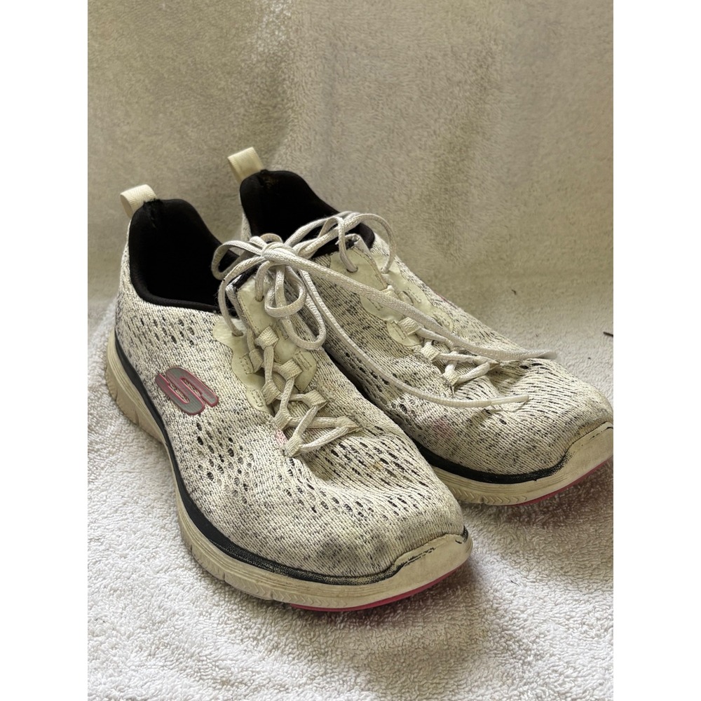 Skechers Flex Appeal 4.0 Brilliant View White Black Sneakers 149301 Womens 7